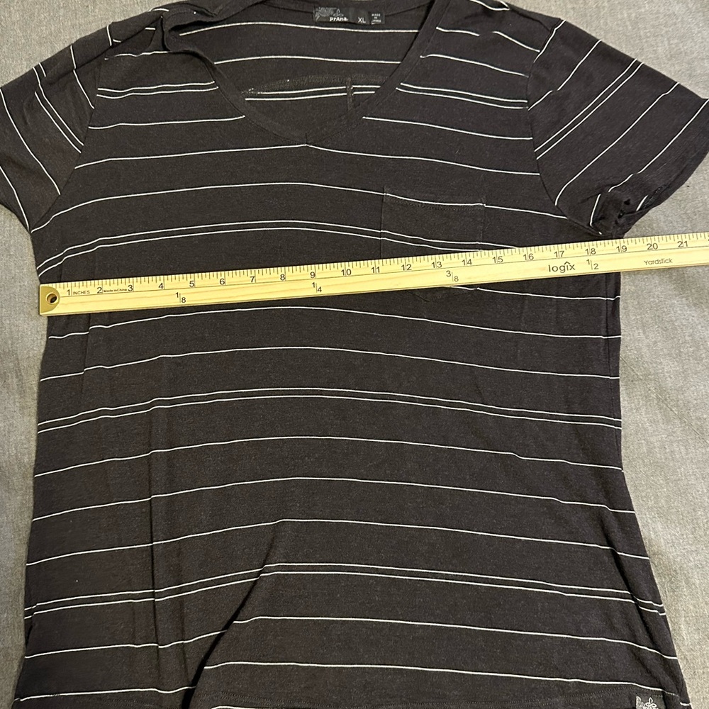 Prana Charcoal Striped Short Sleeve Tee - Picture 6 of 9